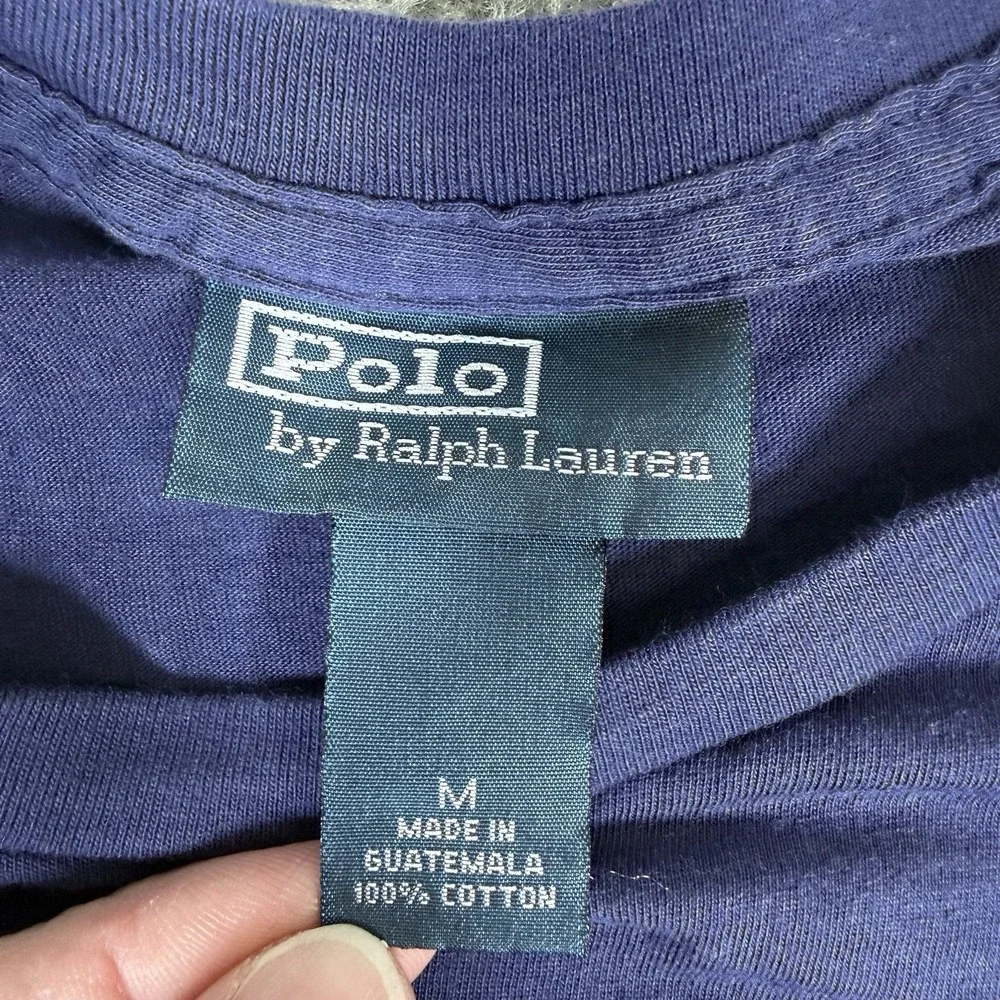 Polo Ralph Lauren T-Shirt Men's Medium Blue Short Sleeve Sporting Goods Logo‎